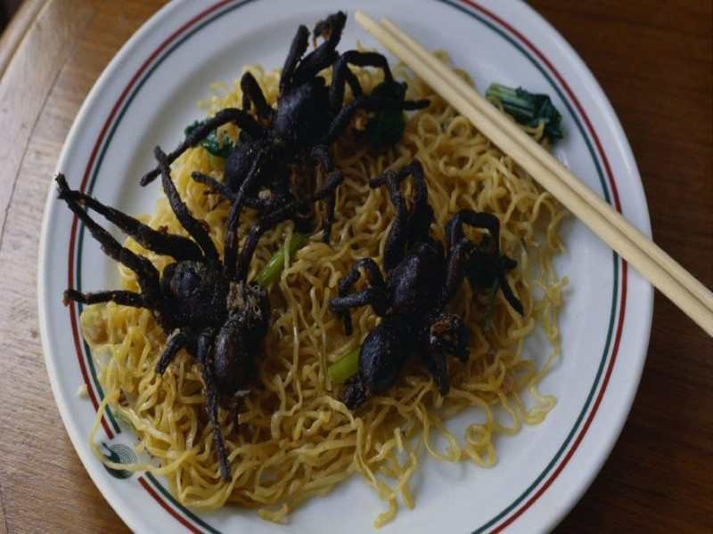 عنکبوت سرخ‌شده، غذای عجیب خیابان‌های چین